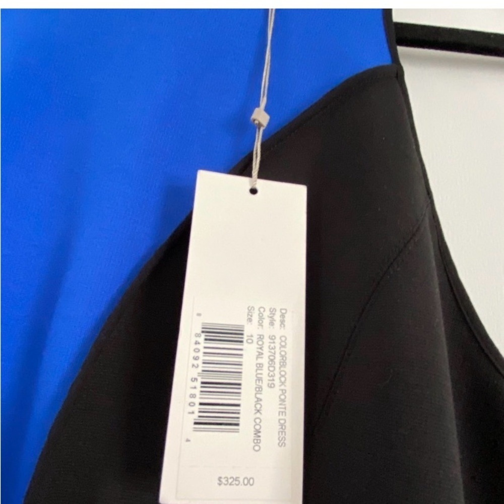 REBECCA TAYLOR Black and Blue Colorblock Fit and Flare Mini Dress - Picture 7 of 8